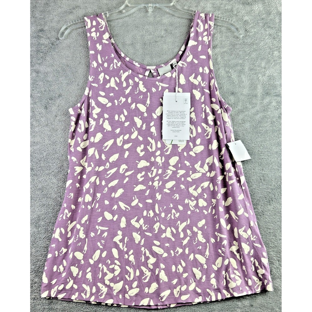 Ichi Size XS Viscose Lavender Mist Purple Cream Blouse Sleeveless Baby Doll NWT